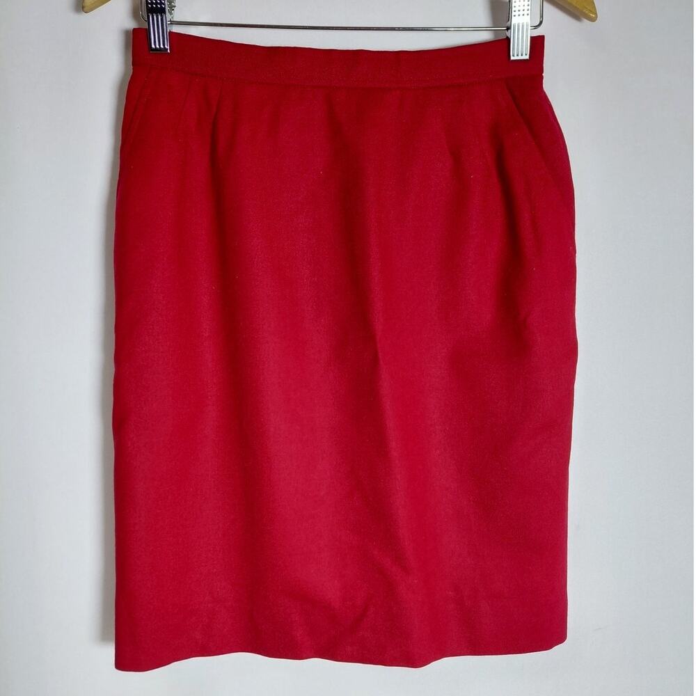 Vintage EVAN-PICONE 100% Worsted Wool Skirt Red Solid Lined Women Size 10